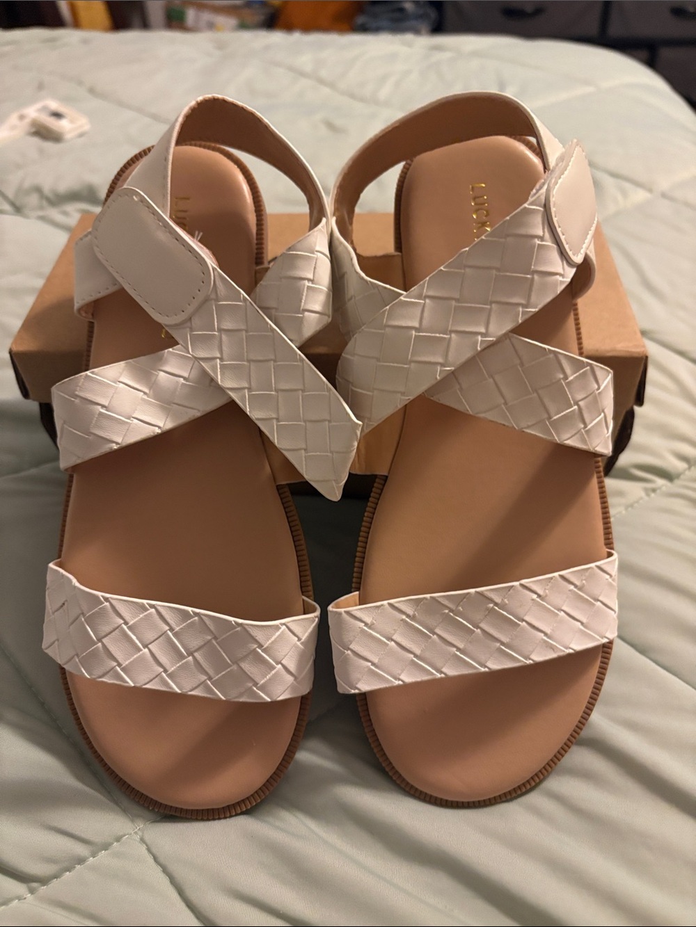 Lucky Brand White Braided Strap Kids Sandals